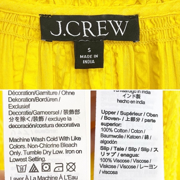 BOGO! J. Crew Ruffle Trim Tiered Dress in Cotton Dobby Yellow Size Small - Picture 8 of 9